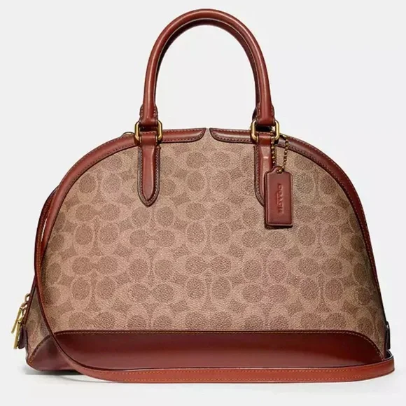 Coach Womens Coated Canvas Signature Quinn Satchel B4/Tan Rust - Picture 1 of 16